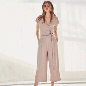 WILFRED Aritzia Brax Linen Blend Wrap Cutout Jumpsuit US 0